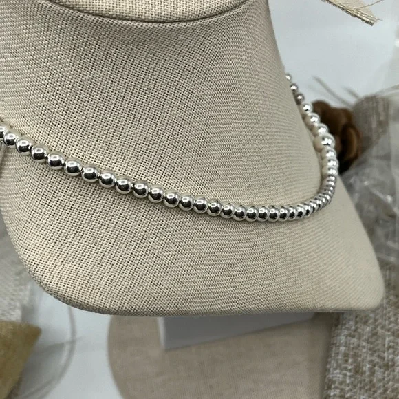 Vintage Sterling Silver Graduated Bead Necklace – 16" – 13.5g - Picture 8 of 16